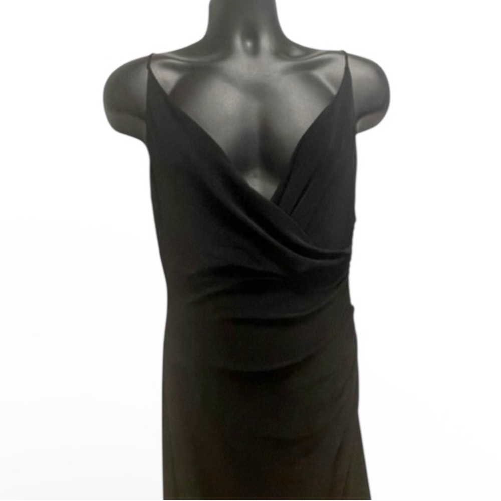 Laundry by Shelli Segal Black Asymmetrical Cocktail Dress Size 12 - Picture 3 of 7